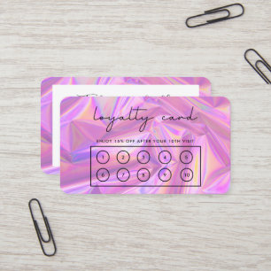 Faux-Rosa Holografisk Anpassningsbar Loyalty Card Visitkort