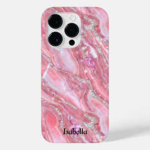 Faux Rosa Marble Struktur med Silver Glitter