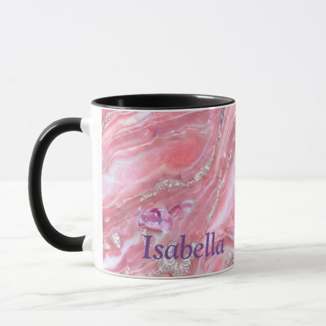 Faux Rosa Marble Struktur med Silver Glitter Mugg (Vänster)