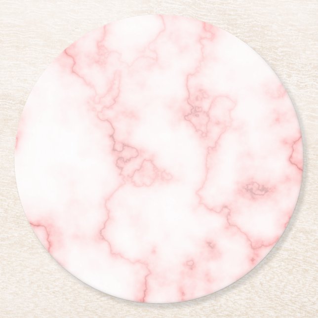 Faux Rosa Marble Underlägg Papper Rund (Framsidan)