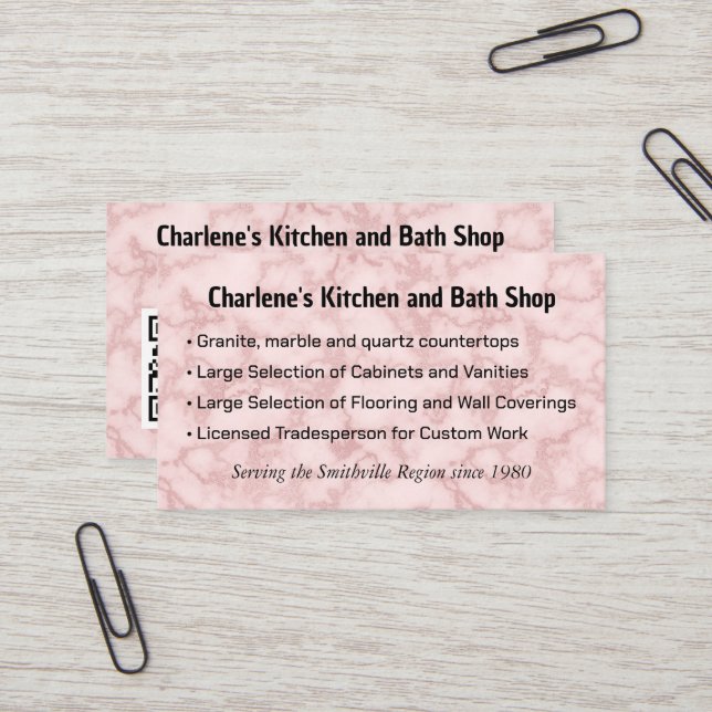 Faux Rosa Marble Visitkort (Fram/Back In Situ)