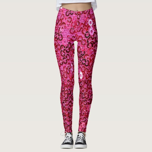 Faux Rosa Sequins Leggings (Framsida)