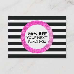 Faux Rosa Sequins Stripe Beauty Salon Coupon Rabattkort