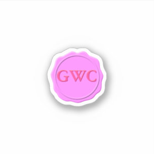 Faux Rosa Vax Seal Monogram Anpassningsbar Klistermärken