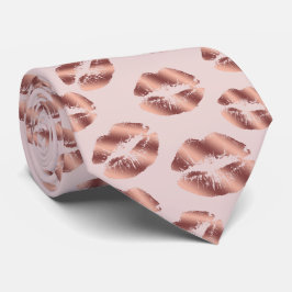 Faux Rose Gold Lips Pattern Funny Neck Tie Slips