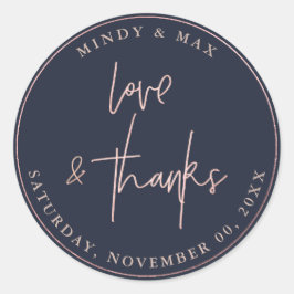 FAUX ROSÉGULD SIGNATURE LOVE+THANKS SKRIFTSTIL RUNT KLISTERMÄRKE