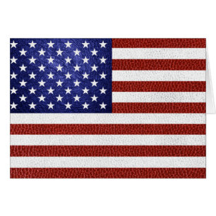 Faux Rött vitt blått Leather USA flagga Hälsningskort