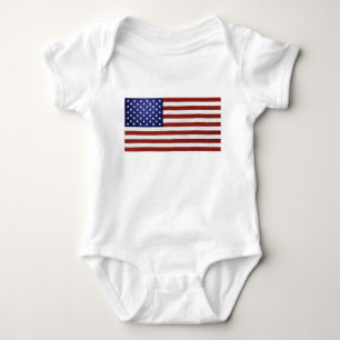 Faux Rött vitt blått Leather USA flagga T-shirt