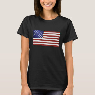 Faux Rött vitt blått Leather USA flagga Tee