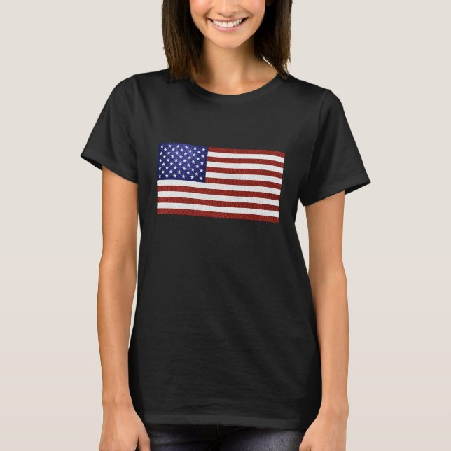 Faux Rött vitt blått Leather USA flagga Tee (Framsida)