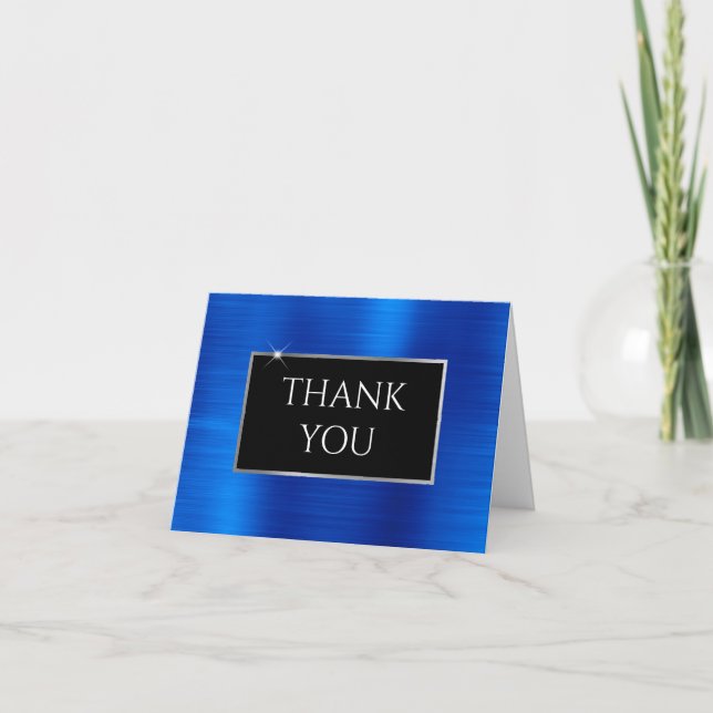 Faux Royal Blue Foil Tack Kort (Framsida)