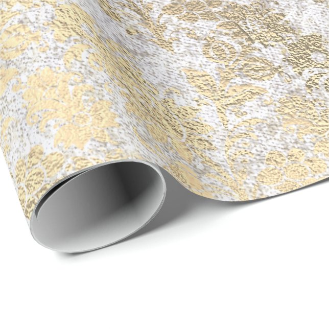 Faux Royal Guld Blommigt Powder Blommigt Parly  Presentpapper (Rullad Hörn)