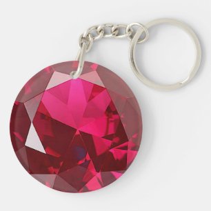 Faux ruby diamant tryckt akrylic keychain
