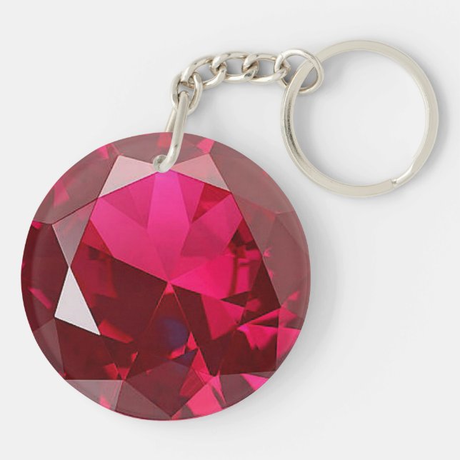 Faux ruby diamant tryckt akrylic keychain (Baksidan)