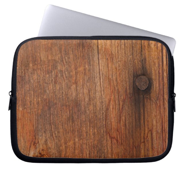 Faux Rustic Barn Wood Electronics Bag Laptop Sleeve (Framsidan)