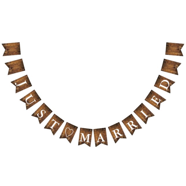 Faux Rustic Barn Wood Ny gifta Bröllop Vimplar (Alla)