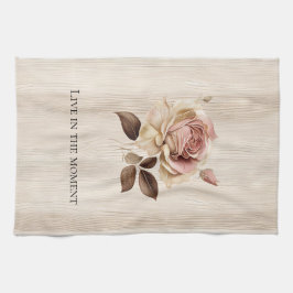 Faux Rustic Cream Rosa ros Wood Kökshandduk
