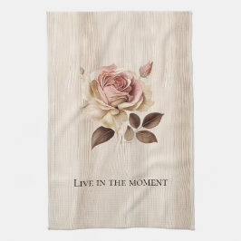 Faux Rustic Cream Rosa ros Wood Kökshandduk
