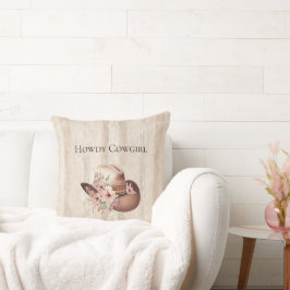 Faux Rustic Cream Wood Rosa ros Cowgirl Kudde