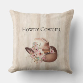 Faux Rustic Cream Wood Rosa ros Cowgirl Kudde