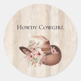 Faux Rustic Cream Wood Rosa ros Cowgirl Runt Klistermärke