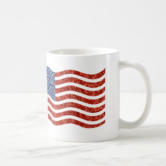faux sekvin print american flagga kaffemugg (Höger)
