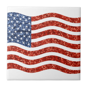 faux sekvin print american flagga kakelplatta