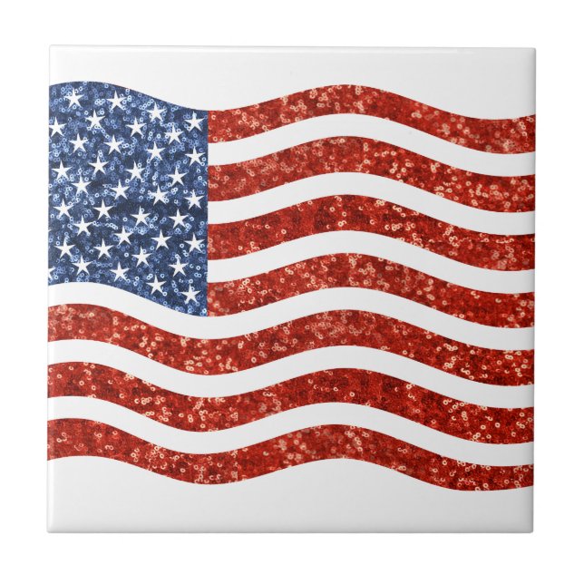 faux sekvin print american flagga kakelplatta (Framsidan)