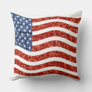 faux sekvin print american flagga kudde