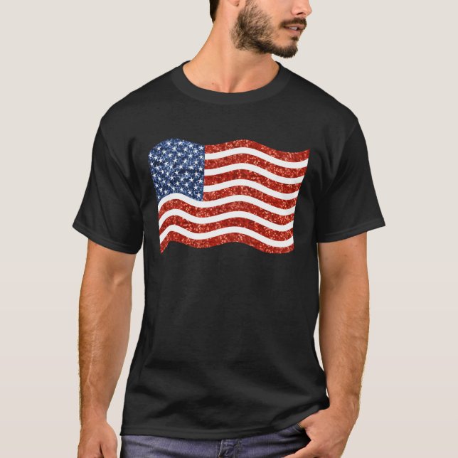 faux sekvin print american flagga t-shirt (Framsida)