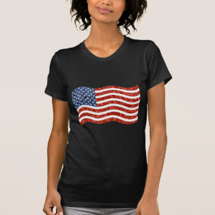 faux sekvin print american flagga t shirt