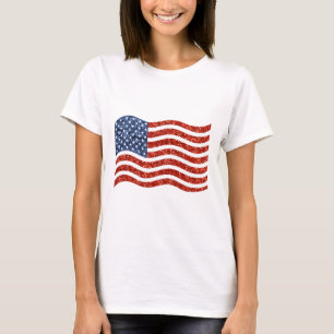 faux sekvin print american flagga tröja