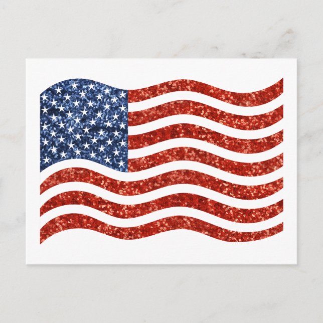 faux sekvin print american flagga vykort (Framsida)