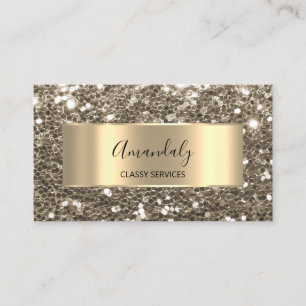 Faux Sepia Guld Ram Glitter QR Code Logotyp Busine Visitkort