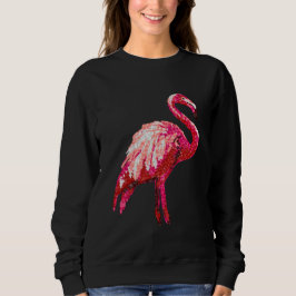 Faux Sequin Prated Tropical Flamingo Bird T Shirt