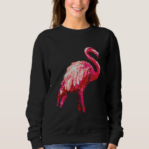 Faux Sequin Prated Tropical Flamingo Bird T Shirt