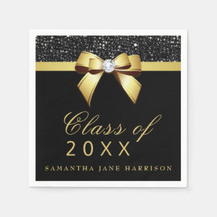 Faux Sequins Bow Guld Black Studentfest Pappersservett