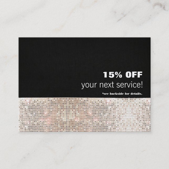 Faux Sequins Hair Salon and Spa Discount Coupon 2 Rabattkort (Framsida)