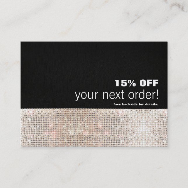 Faux Sequins Hair Salon and Spa Discount Coupon Rabattkort (Framsida)
