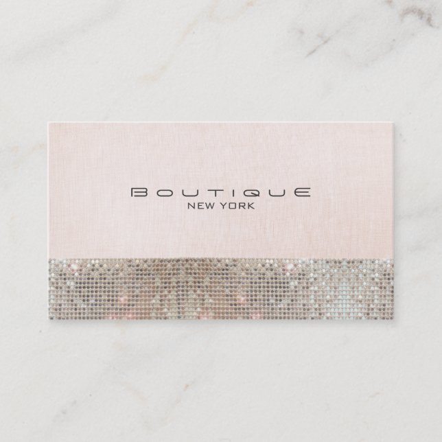 Faux Sequins och Linen Cute Rosa Chic Boutique Visitkort (Framsida)