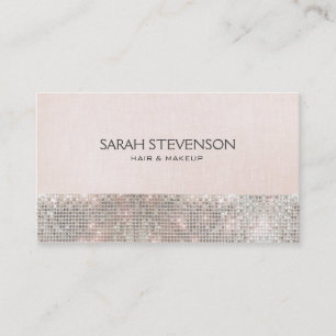 Faux Sequins och Linen Cute Rosa Mode & Beauty Visitkort