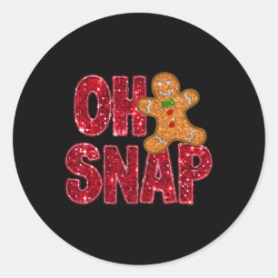 Faux Sequins Oh Snap jul Gingerbröd Family Runt Klistermärke