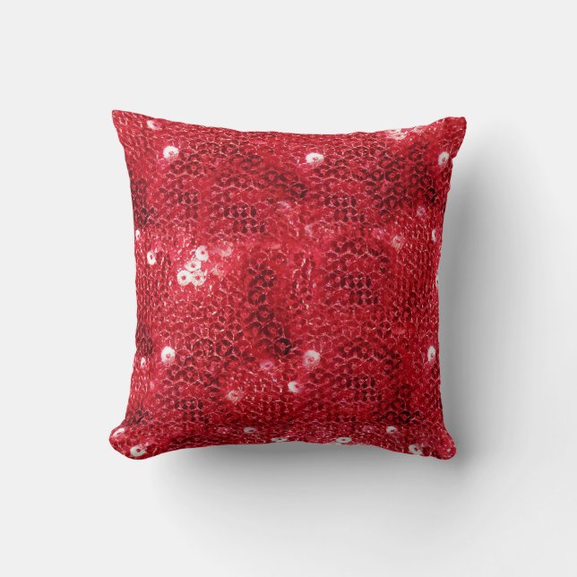 Faux Sequins - Red Sequin Mönster Kudde (Framsida)