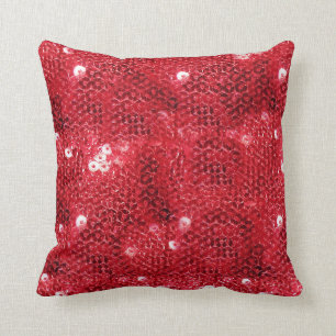 Faux Sequins - Red Sequin Mönster Kudde