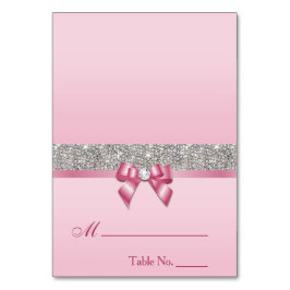 Faux Sequins Rosa Bow Place Card Bordsnummer