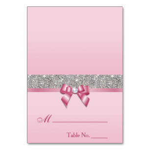 Faux Sequins Rosa Bow Place Card Bordsnummer