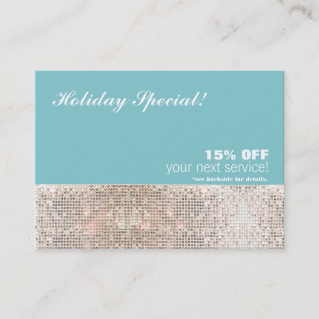 Faux Sequins Salon and Spa Helgdag Gift Card Rabattkort (Framsida)