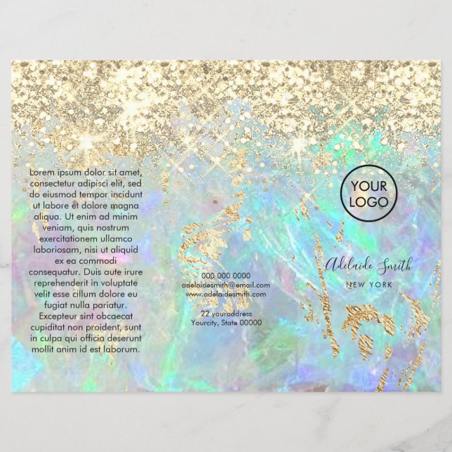 faux shiny glitter opal trifold brochure (Framsida)