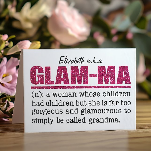Faux Shock rosa Glitter Glam-Morsa Kort (Skapare uppladdad)