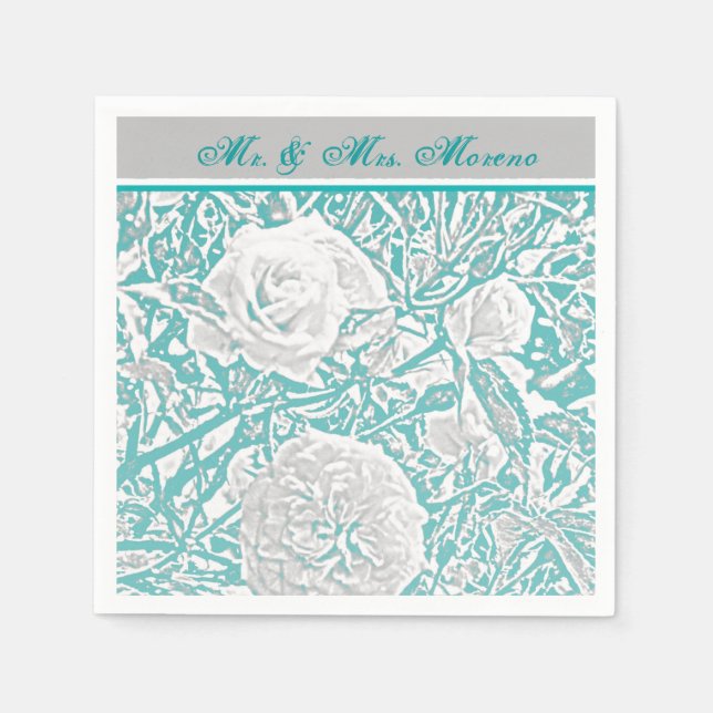 Faux Silke Embossed Illusion Ro/Teal Pappersservett (Framsidan)